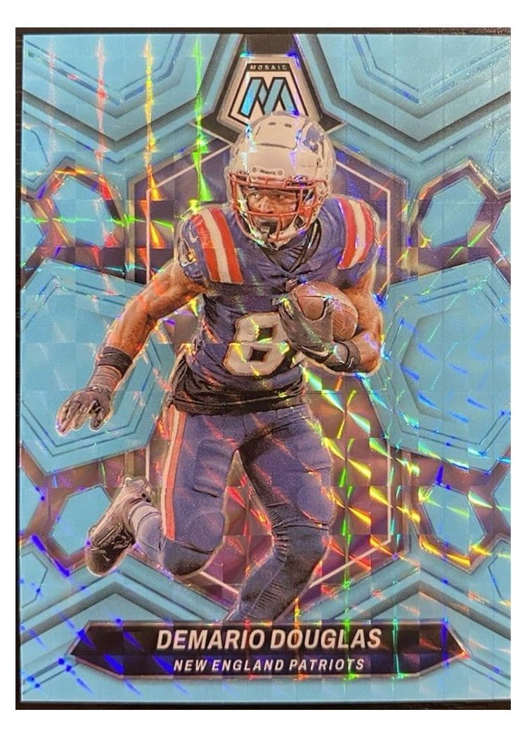 2024 Panini Mosaic Base Set Demario Douglas Blue Fluorescent #151 card
