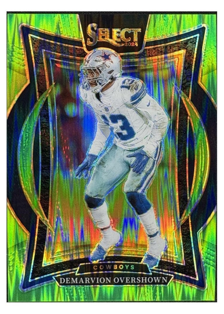 2024 Panini Select Base Set Demarvion Overshown Neon Green Prizm Shock #48 card