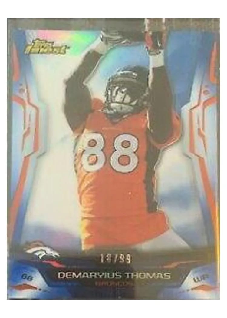2014 Topps Finest Demaryius Thomas Blue Refractor #2 card