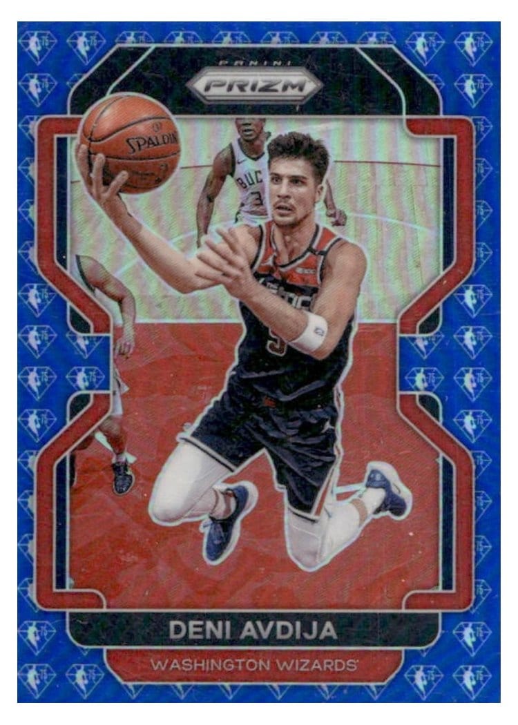 2021-22 Panini Prizm Base Set Deni Avdija 75th Anniversary Blue Prizm #79 card