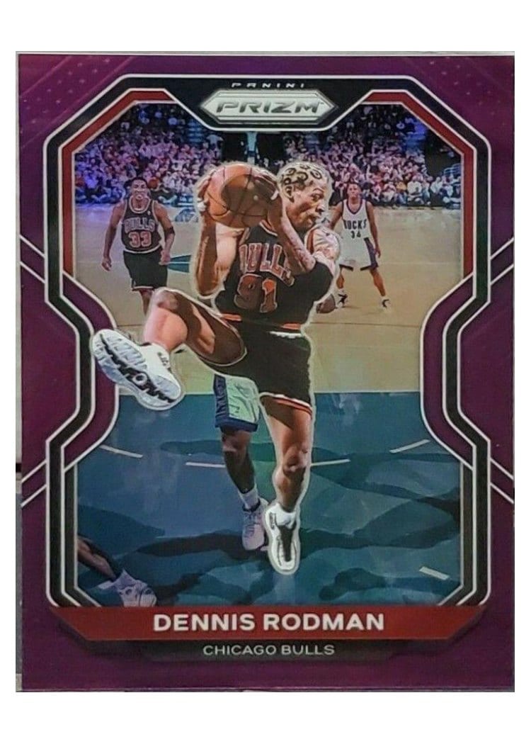 2020-21 Panini Prizm Base Set Dennis Rodman Purple Prizm #166 card