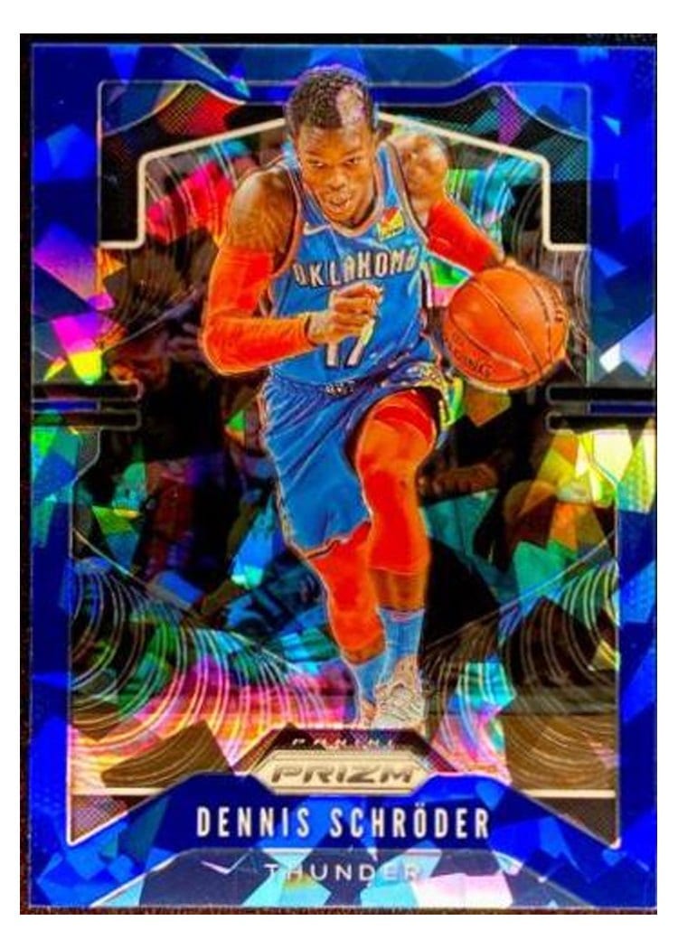 2019-20 Panini Prizm Base Set Dennis Schroder Blue Ice Prizm #186 card