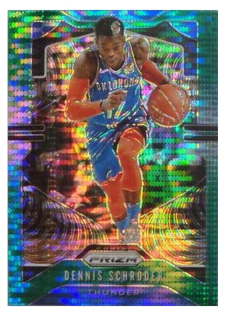 2019-20 Panini Prizm Base Set Dennis Schroder Green Pulsar #186 card
