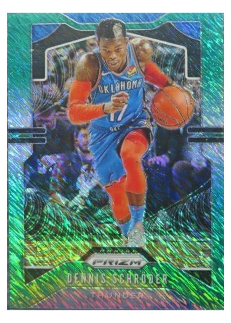 2019-20 Panini Prizm Base Set Dennis Schroder Green Shimmer Prizm #186 card