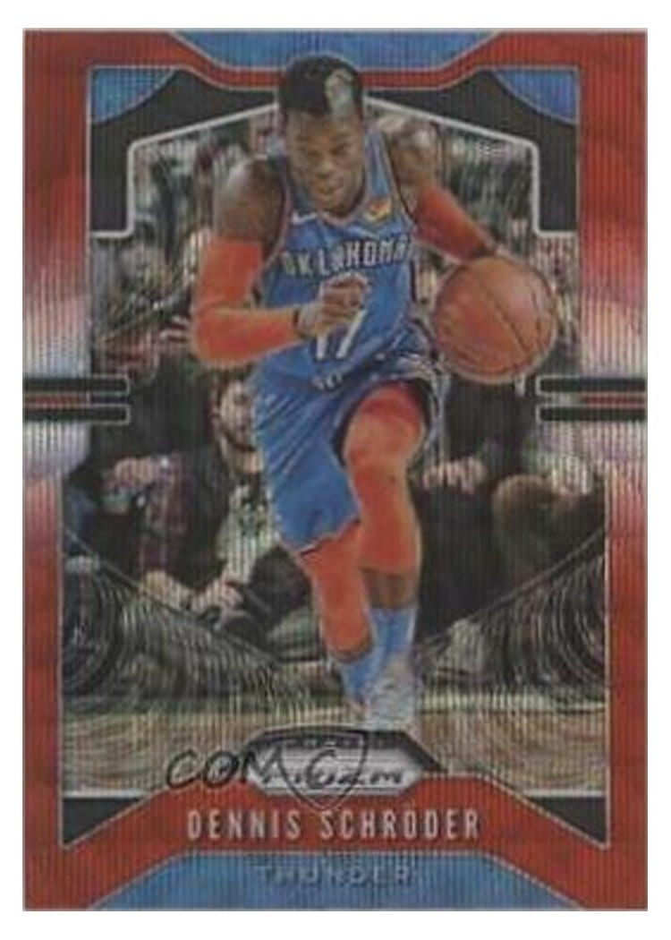 2019-20 Panini Prizm Base Set Dennis Schroder Ruby Wave Prizm #186 card