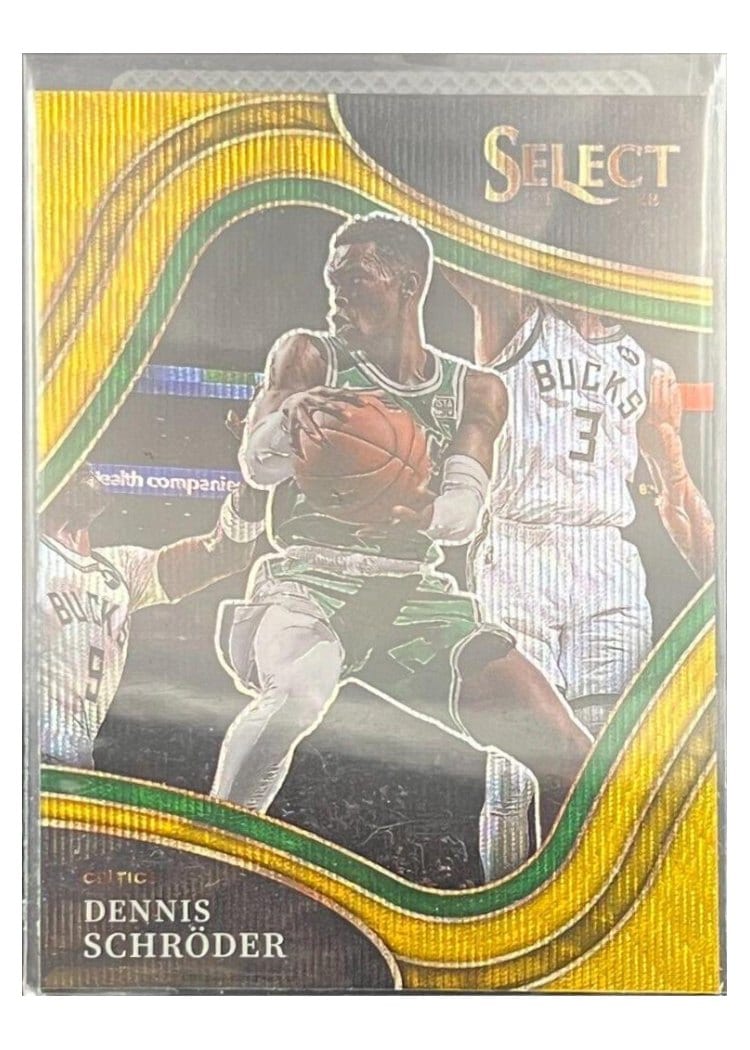 2021-22 Panini Select Base Set Dennis Schroder Gold Wave Prizm #202 card