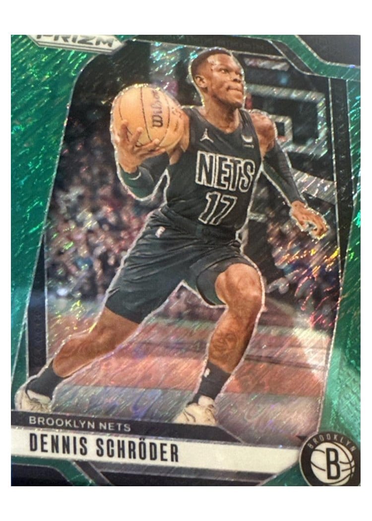 2024-25 Panini Prizm Base Set Dennis Schroder Green Shimmer FOTL #218 card