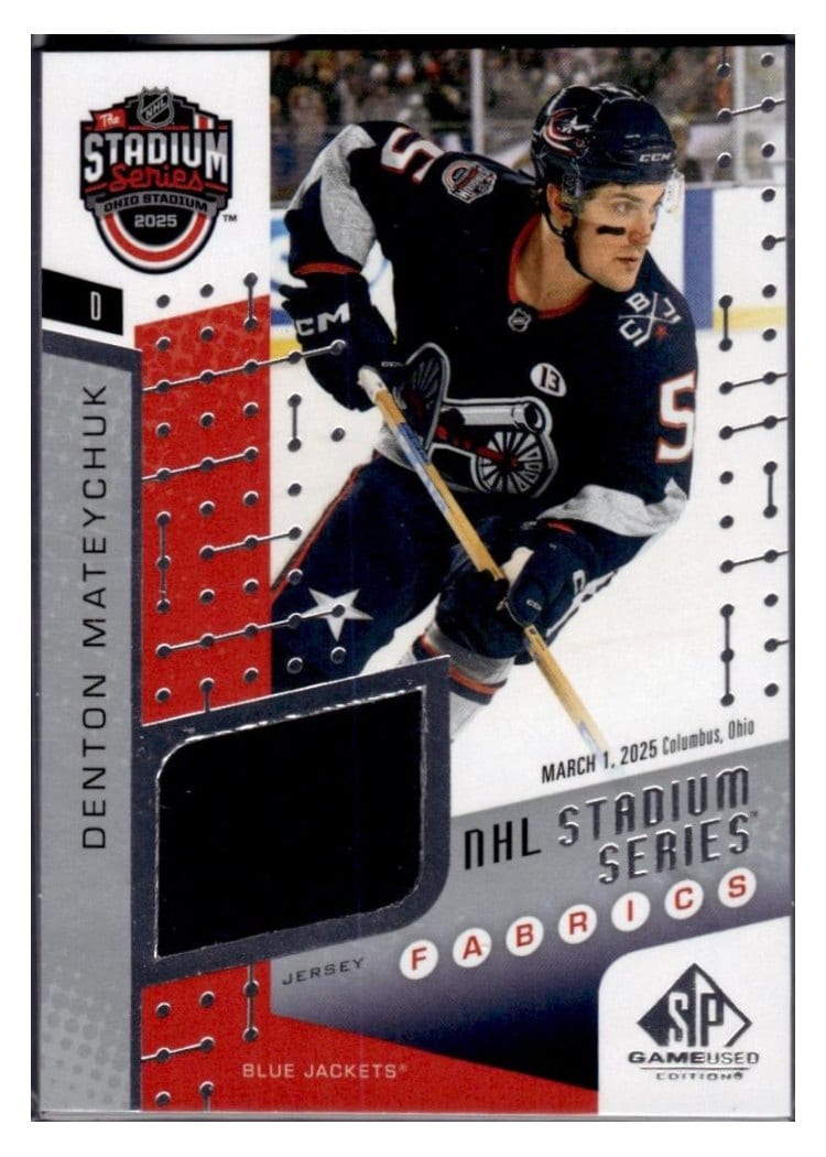 2025-26 SP Game Used 2025 Stadium Series Blue Jackets vs. Red Wings Fabrics Denton Mateychuk #SSF-11 card