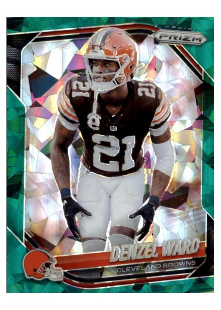 2025 Panini Prizm Base Set Denzel Ward Green Ice #90 card
