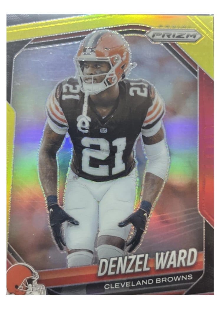2025 Panini Prizm Base Set Denzel Ward Red Yellow #90 card