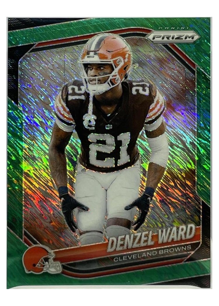 2025 Panini Prizm Base Set Denzel Ward Green Shimmer #90 card