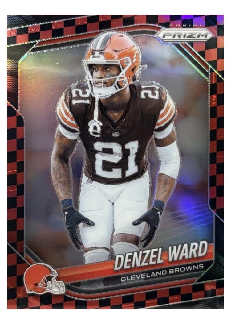 2025 Panini Prizm Base Set Denzel Ward Black Red Checker #90 card