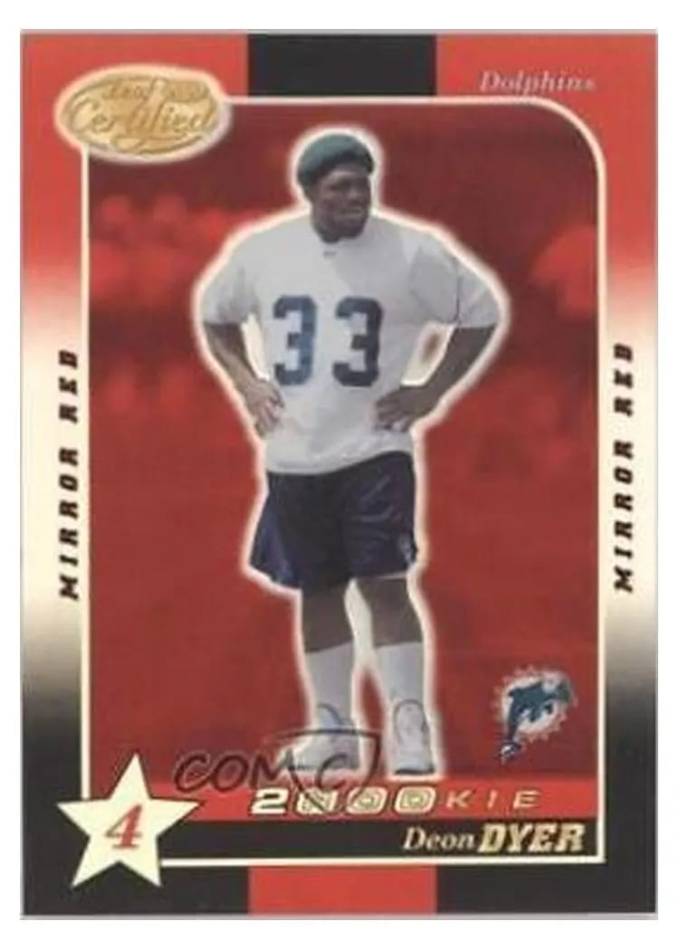 2000 Leaf Certified Deon Dyer 4 Star Mirror Red #203 card