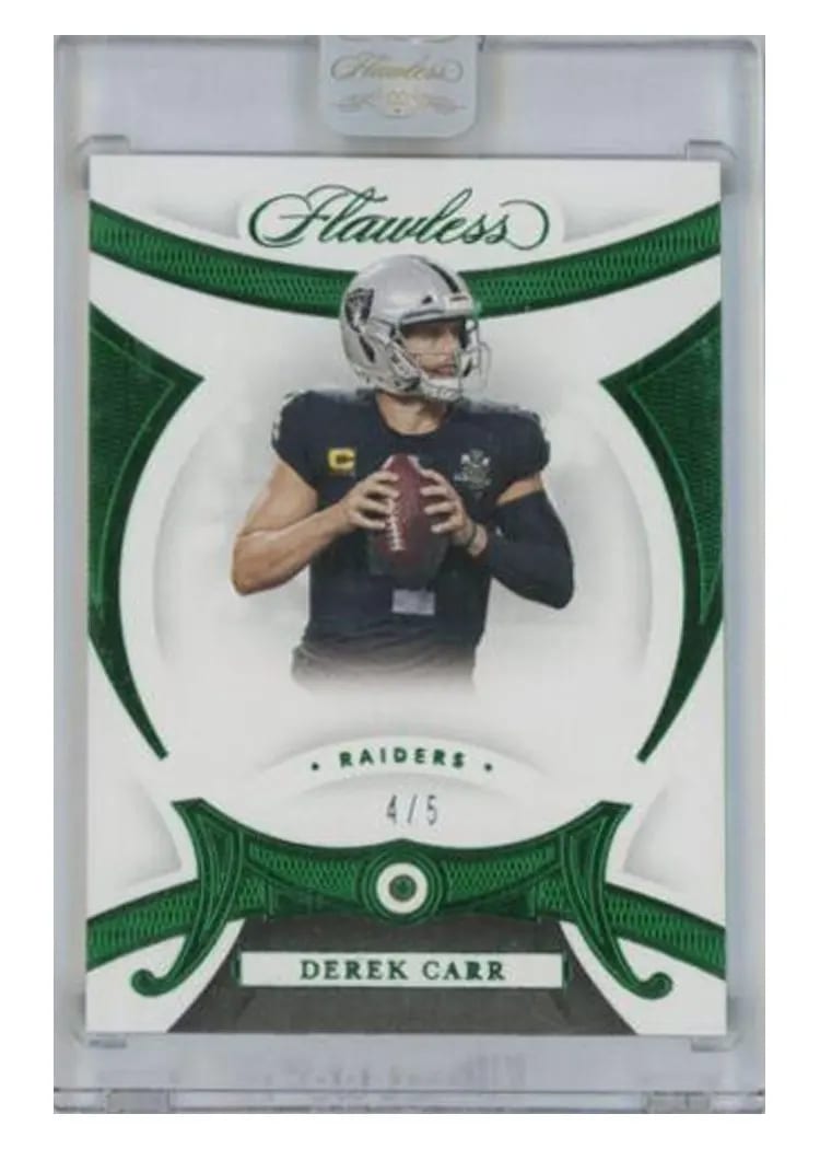 2020 Panini Flawless Base Gems Ruby Derek Carr #28 card