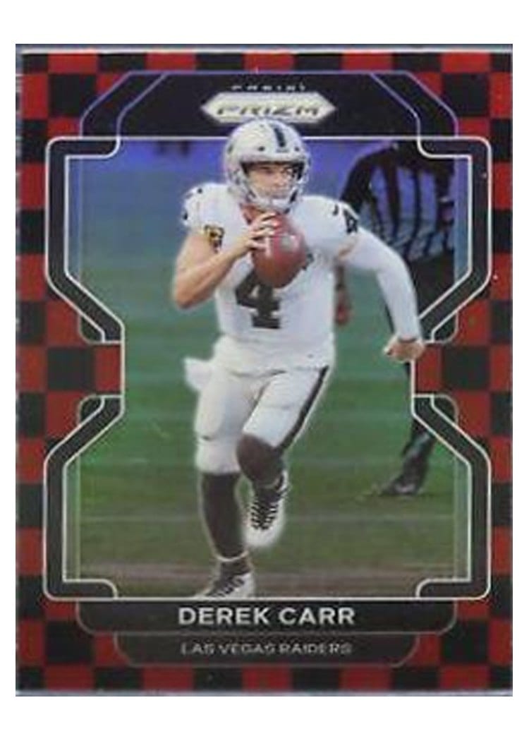 2021 Panini Prizm Base Set Derek Carr Black and Red Checker Prizm #179 card