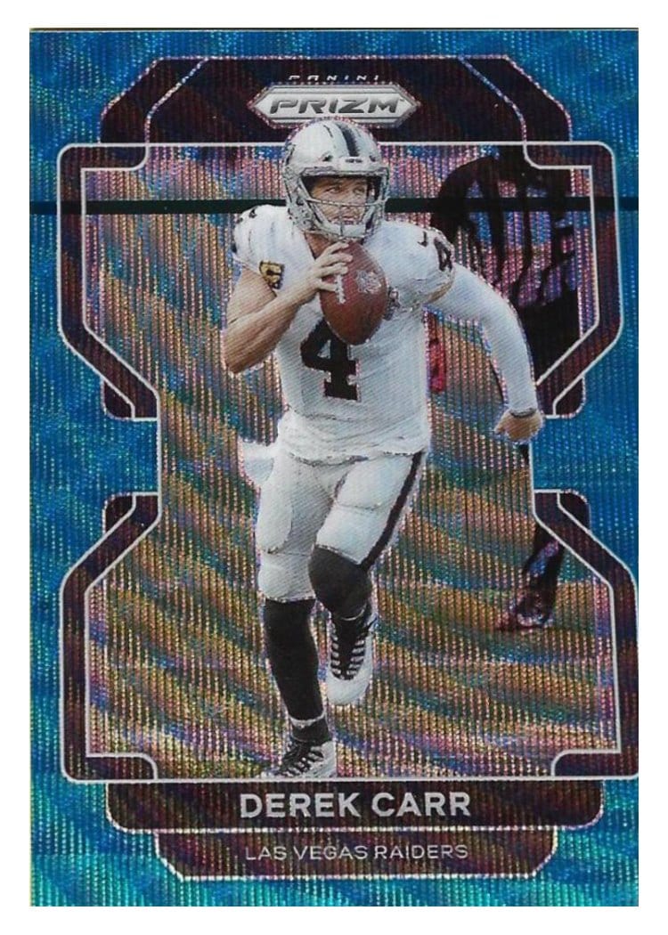 2021 Panini Prizm Base Set Derek Carr Blue Wave Prizm #179 card