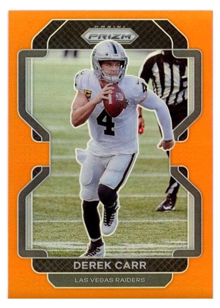 2021 Panini Prizm Base Set Derek Carr Orange Prizm #179 card