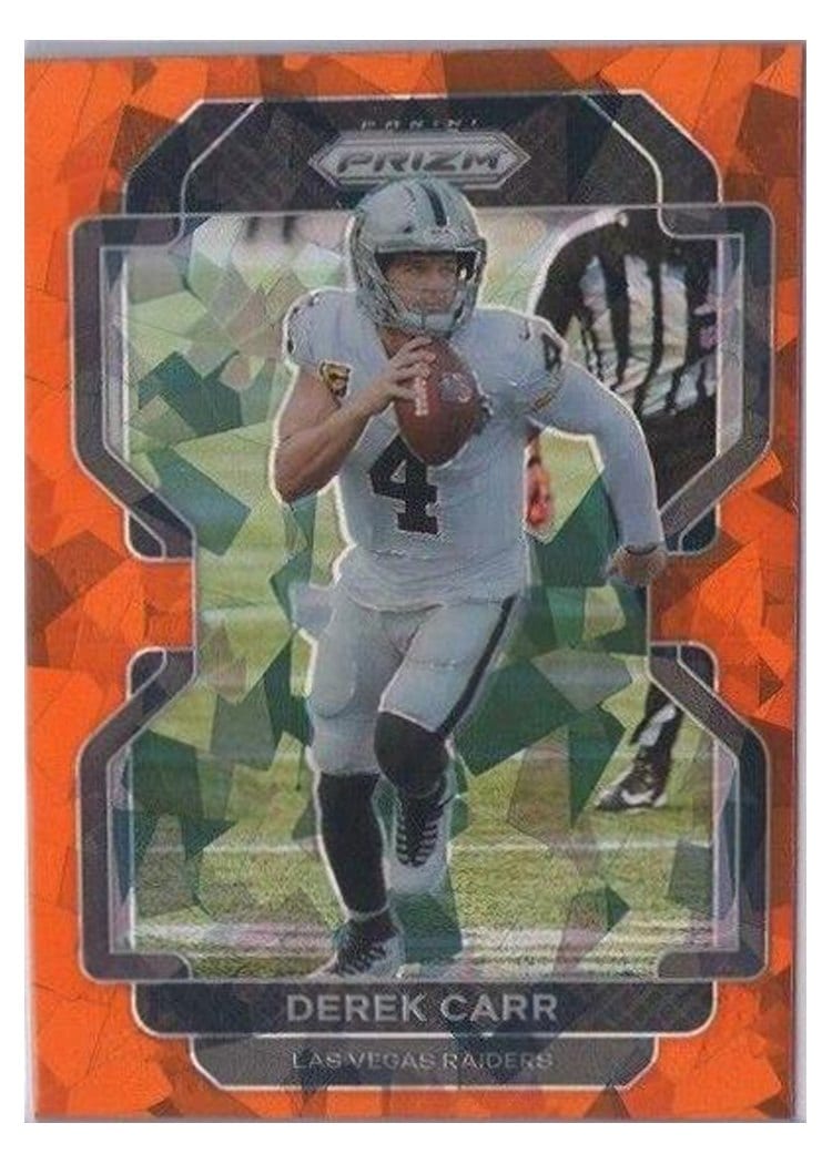 2021 Panini Prizm Base Set Derek Carr Orange Ice Prizm #179 card