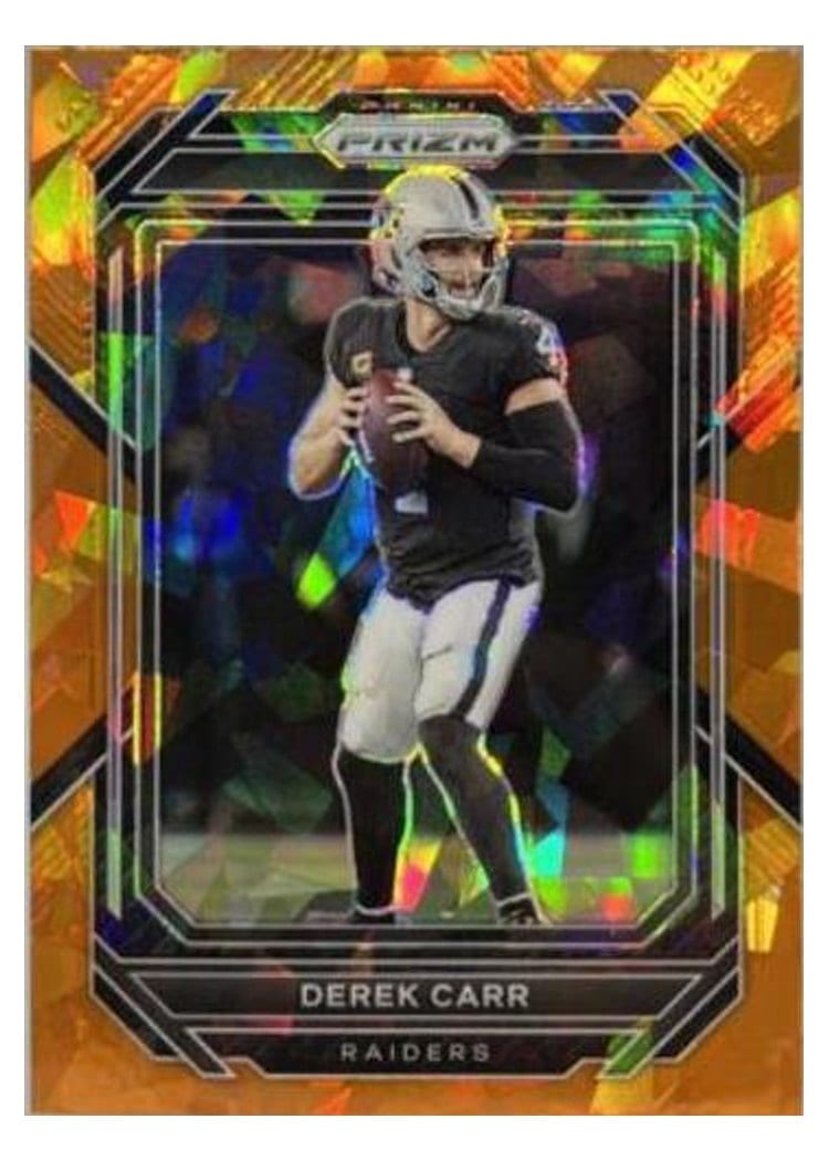 2022 Panini Prizm Base Set Derek Carr Orange Ice #169 card