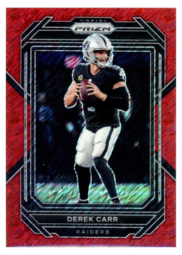 2022 Panini Prizm Base Set Derek Carr Red Shimmer #169 card