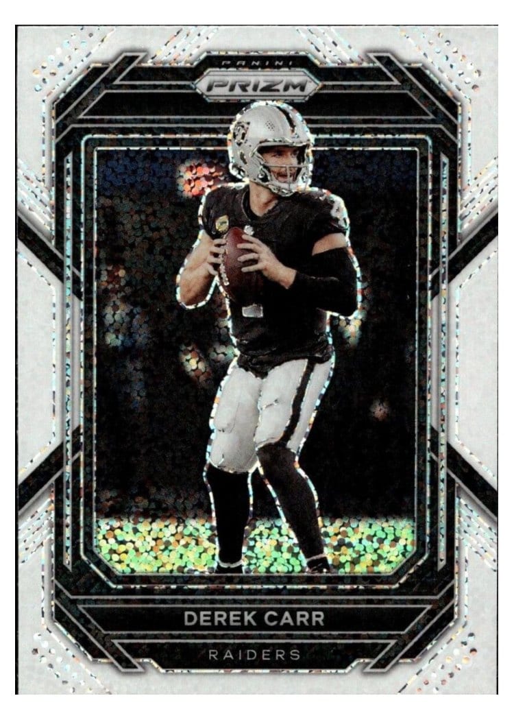 2022 Panini Prizm Base Set Derek Carr White Sparkle #169 card