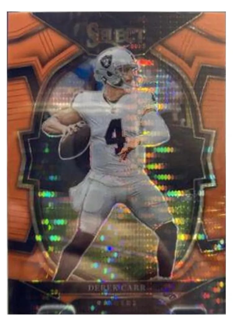 2022 Panini Select Base Set Derek Carr Neon Orange Pulsar #19 card