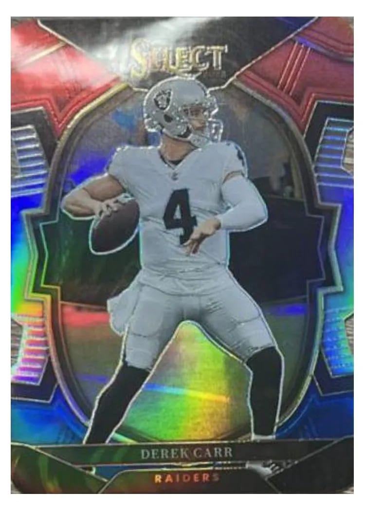 2022 Panini Select Base Set Derek Carr Red Blue Die Cut #19 card
