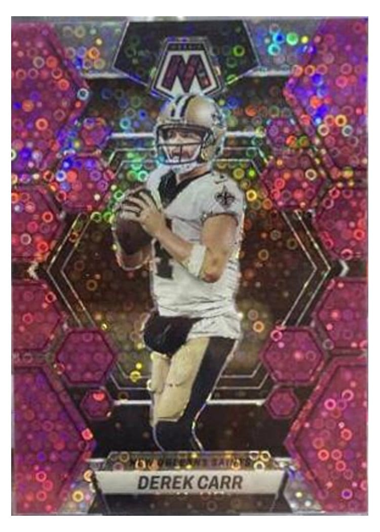 2023 Panini Mosaic Base Set Derek Carr No Huddle Pink #168 card