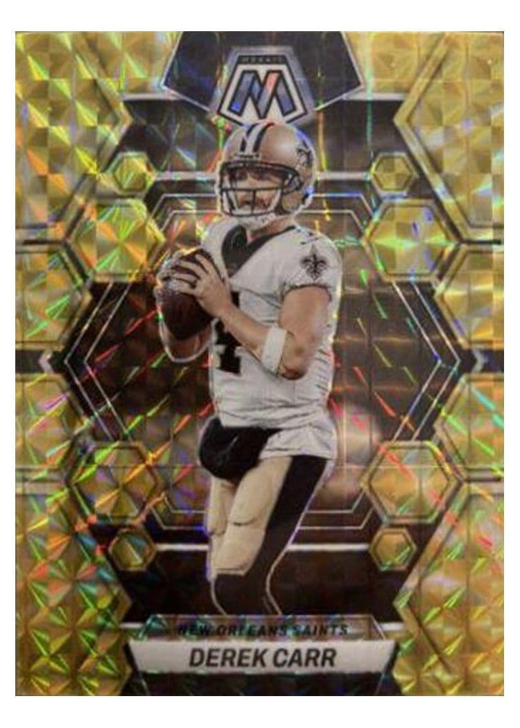 2023 Panini Mosaic Base Set Derek Carr Reactive Yellow #168 card