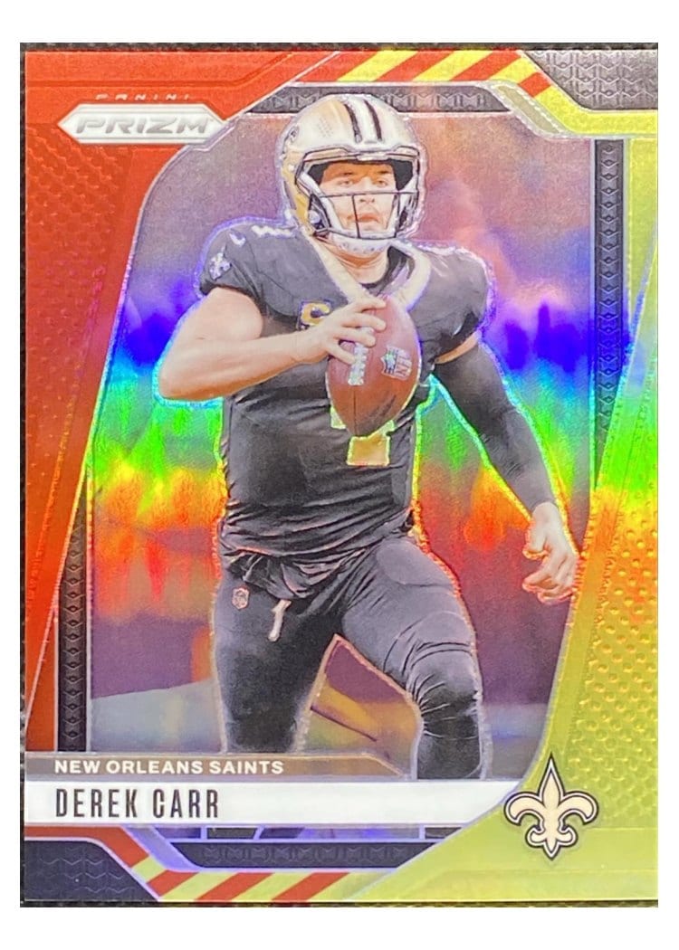 2024 Panini Prizm Base Set Derek Carr Red Yellow #203 card