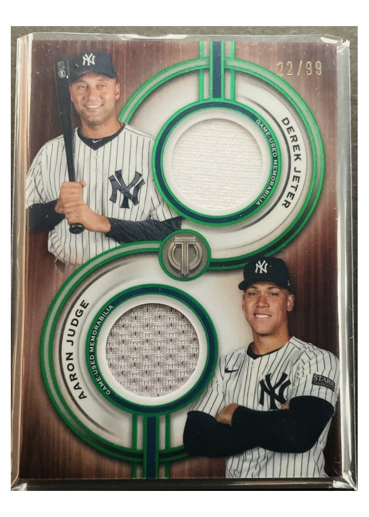 2025 Topps Tribute Dual-Player Relics Derek Jeter / Aaron Judge #TPDR-JJ card