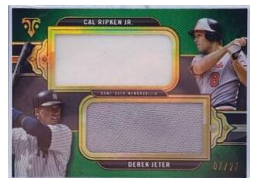 2024 Topps Triple Threads Dual Jumbo Relics Derek Jeter / Cal Ripken Jr. #DRJ-JR card