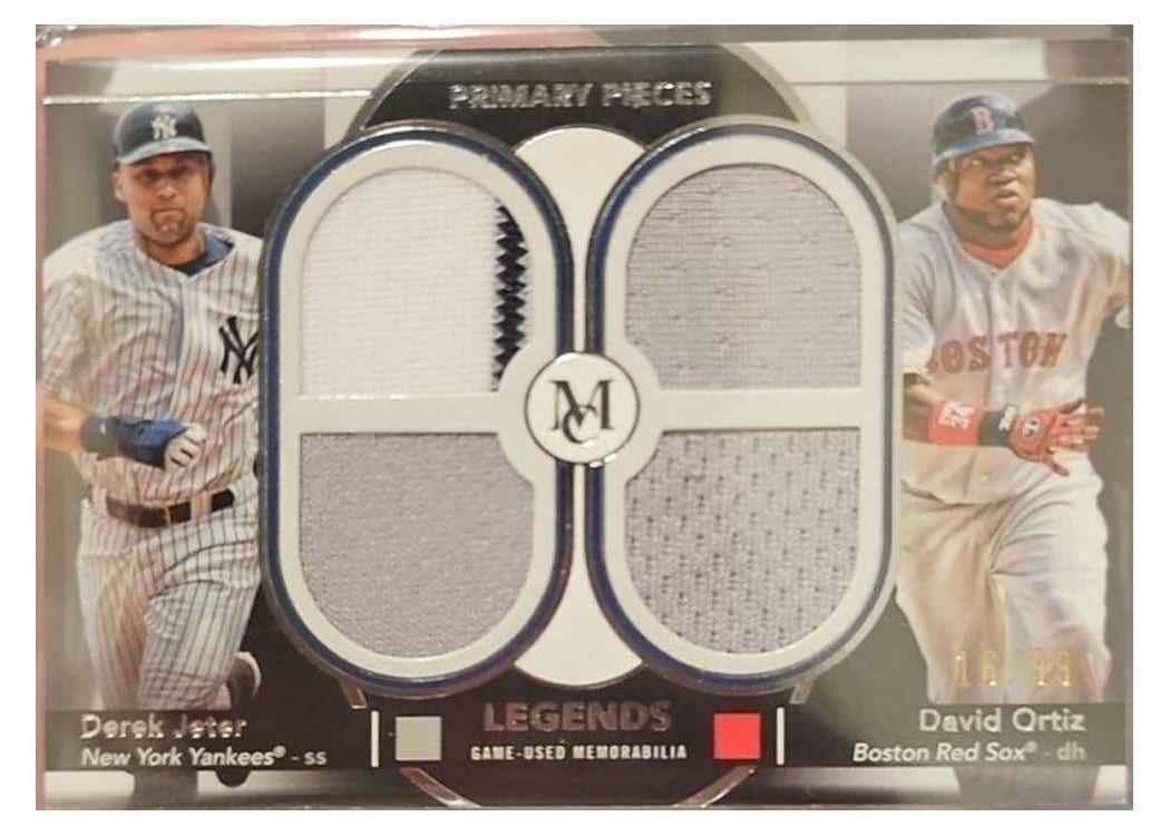 2024 Topps Museum Collection Dual Player Primary Pieces Quad Relics Legends Derek Jeter / David Ortiz #DPQL-DEO card