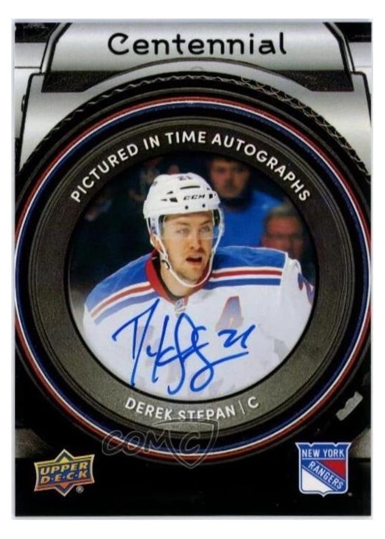 2025-26 Upper Deck New York Rangers Centennial Pictured In Time Autographs Derek Stepan #PIT-DS card