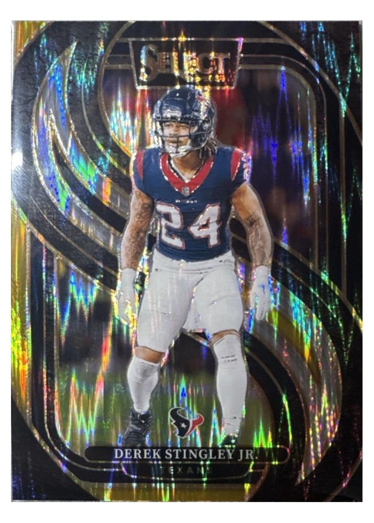 2024 Panini Select Base Set Derek Stingley Jr. Black Gold Prizm Shock #149 card