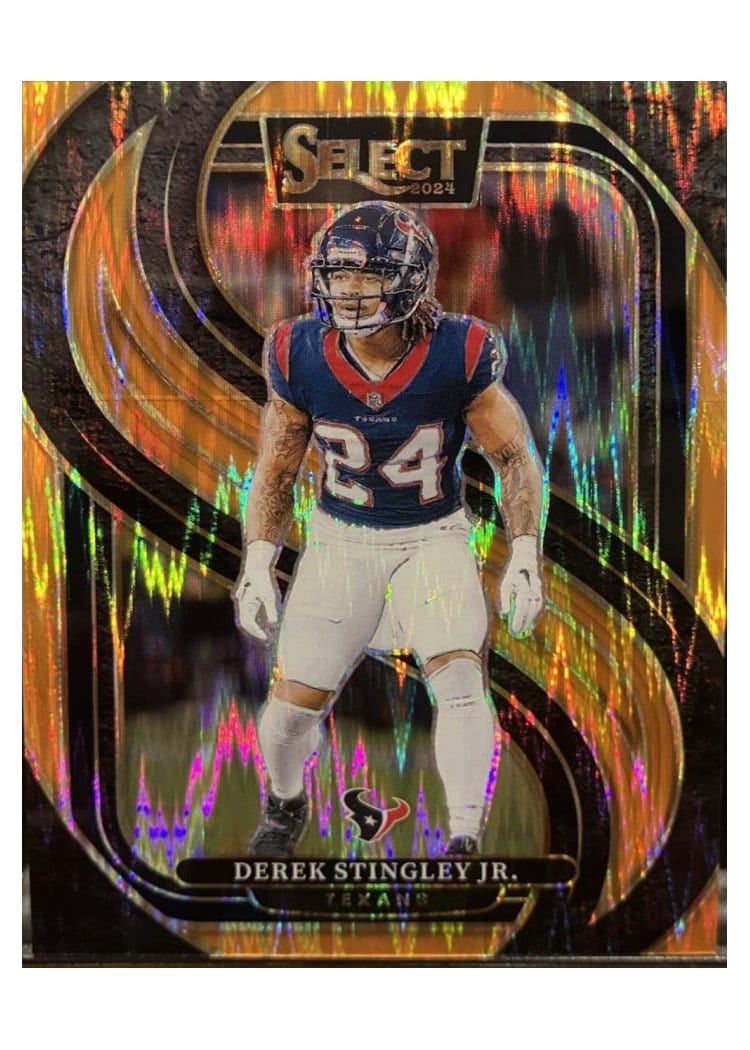 2024 Panini Select Base Set Derek Stingley Jr. Orange Prizm Shock #149 card
