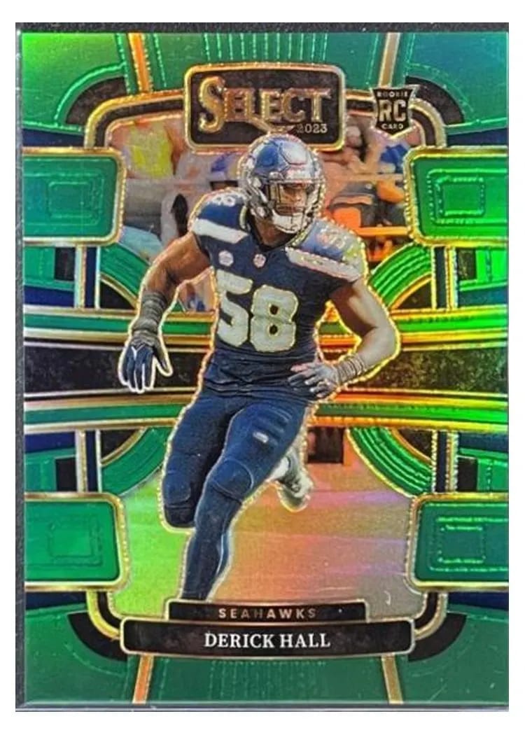 2023 Panini Select Base Set Derick Hall Green Prizm #85 card