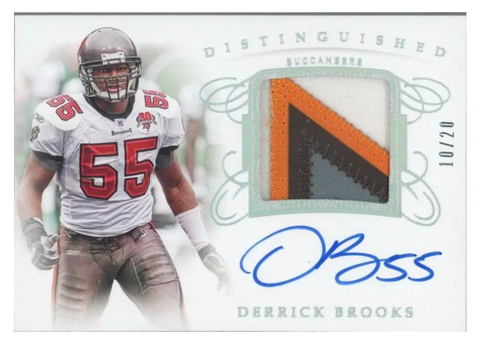 2019 Panini Flawless Distinguished Patch Autograph Derrick Brooks #DA-DB card