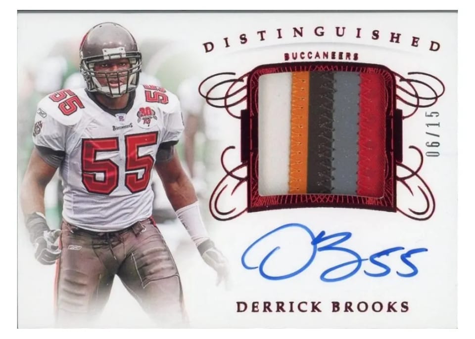 2019 Panini Flawless Distinguished Patch Autograph Derrick Brooks #DA-DB card
