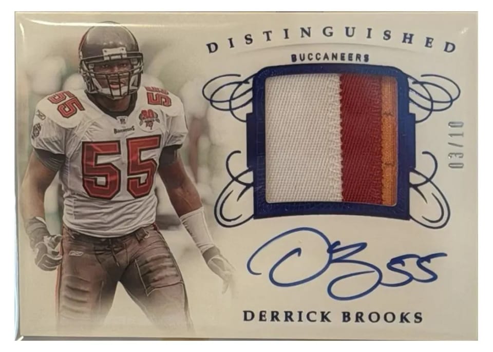 2019 Panini Flawless Distinguished Patch Autograph Derrick Brooks #DA-DB card