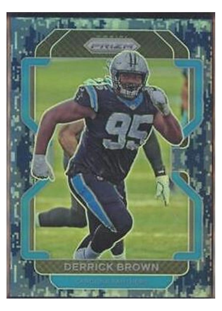 2021 Panini Prizm Base Set Derrick Brown Navy Camo Prizm #317 card