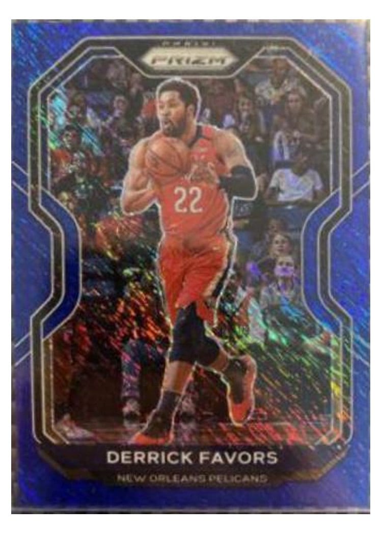 2020-21 Panini Prizm Base Set Derrick Favors Blue Shimmer Prizm #133 card
