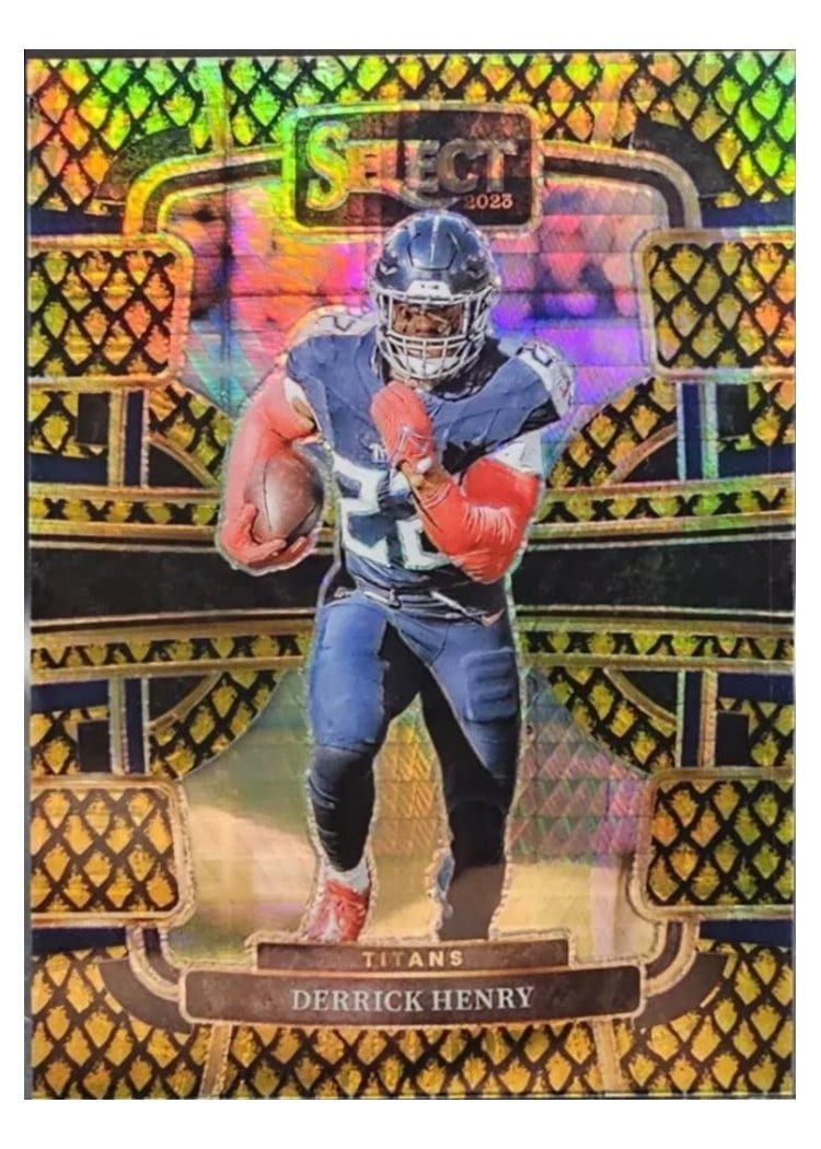 2023 Panini Select Base Set Derrick Henry Dragon Scale Gold Prizm #95 card