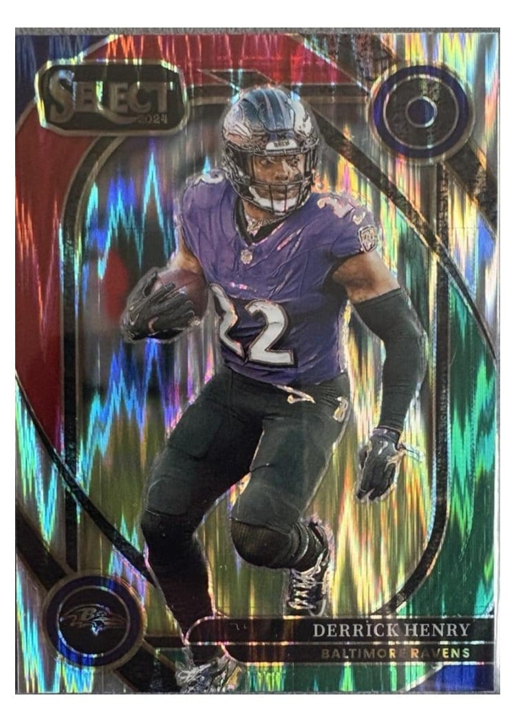 2024 Panini Select Base Set Derrick Henry Green Red Prizm Shock #249 card