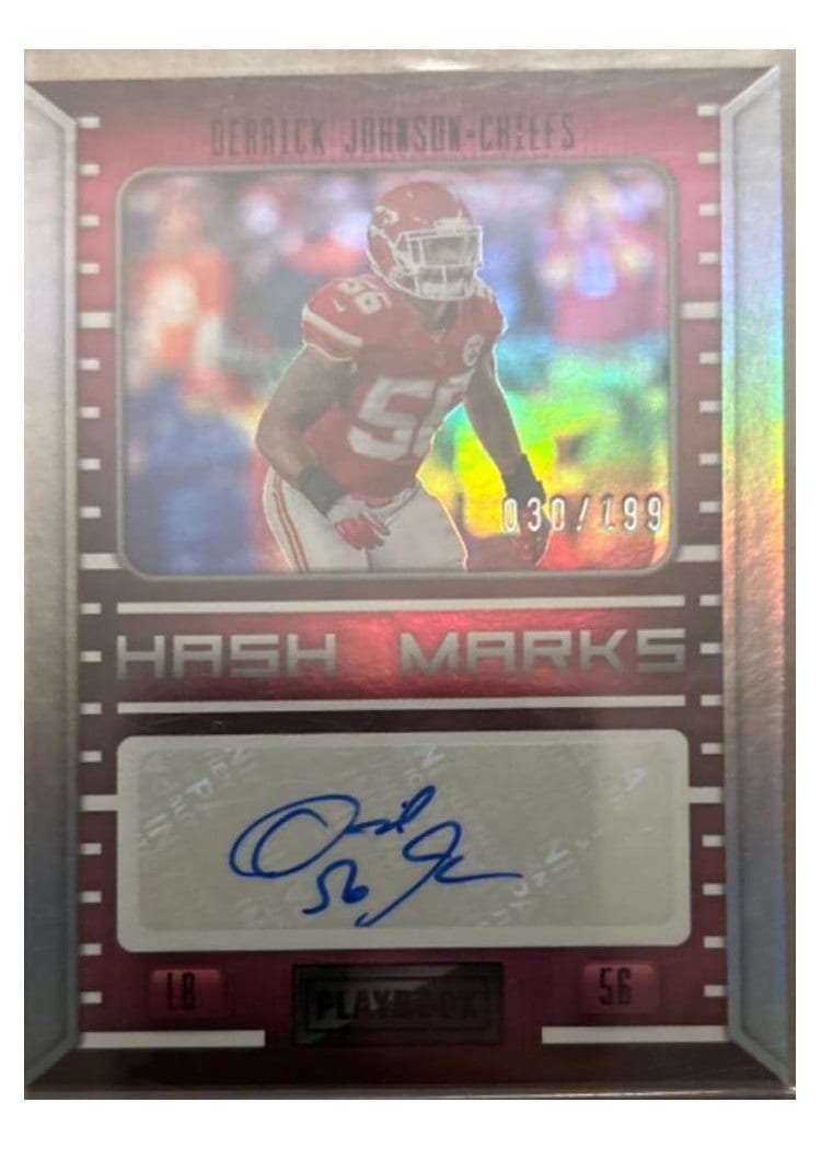 2022 Panini Playbook Hash Marks Derrick Johnson #HM-DJ card