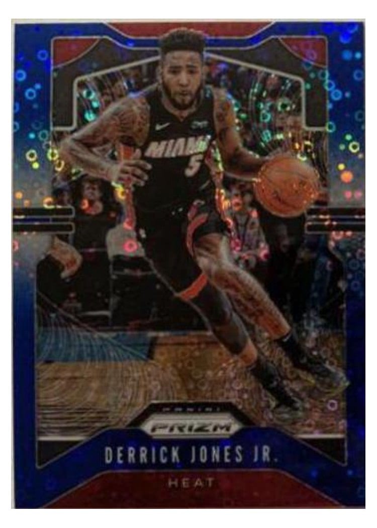 2019-20 Panini Prizm Base Set Derrick Jones Jr. Fast Break Prizm Blue #150 card