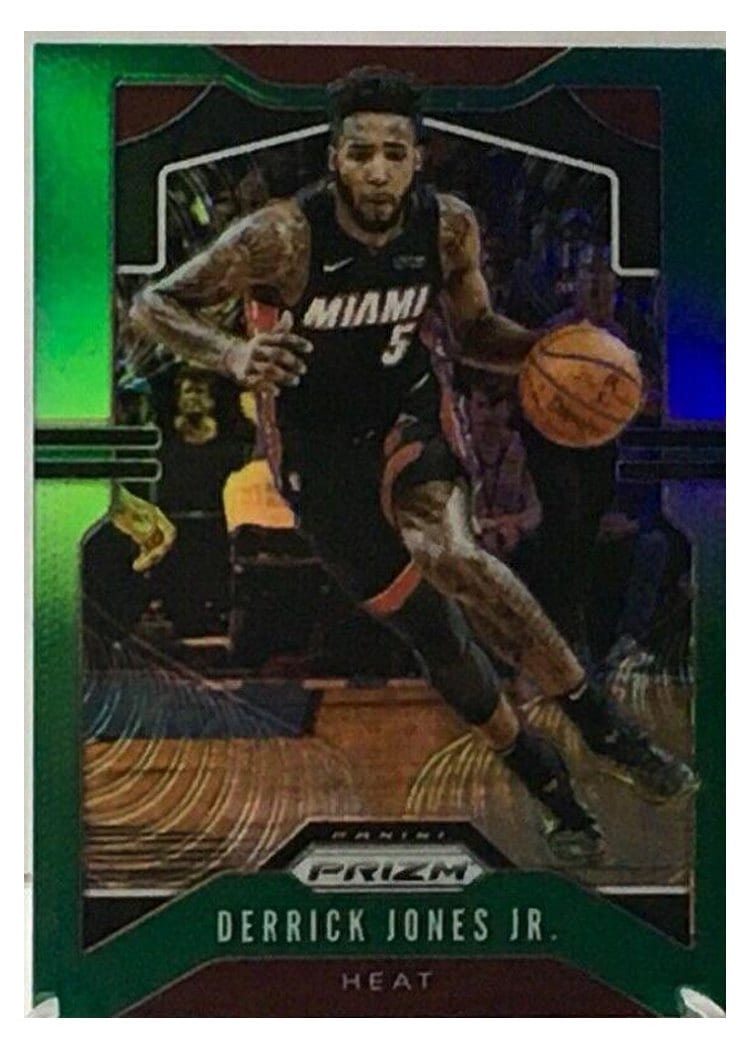 2019-20 Panini Prizm Base Set Derrick Jones Jr. Green Prizm #150 card