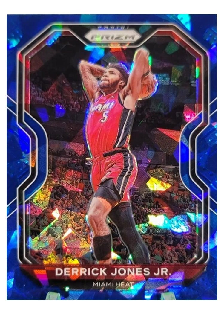 2020-21 Panini Prizm Base Set Derrick Jones Jr. Blue Ice Prizm #55 card