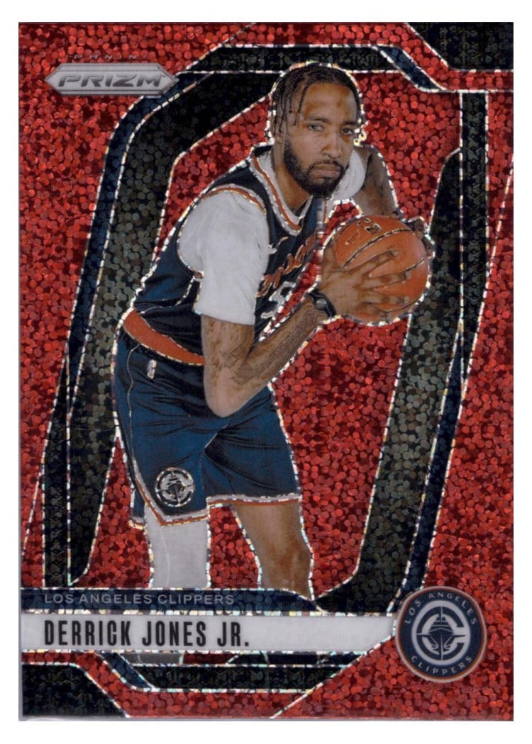2024-25 Panini Prizm Base Set Derrick Jones Jr. Red Sparkle #34 card