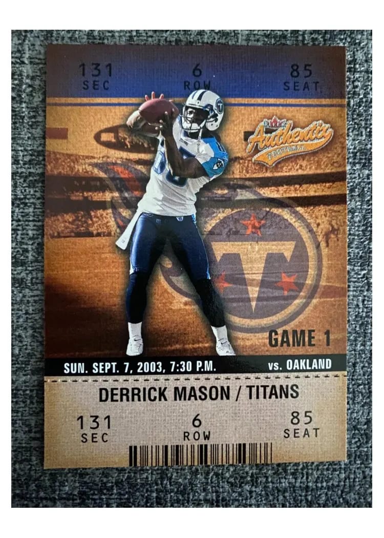 2003 Fleer Authentix Derrick Mason #27 card